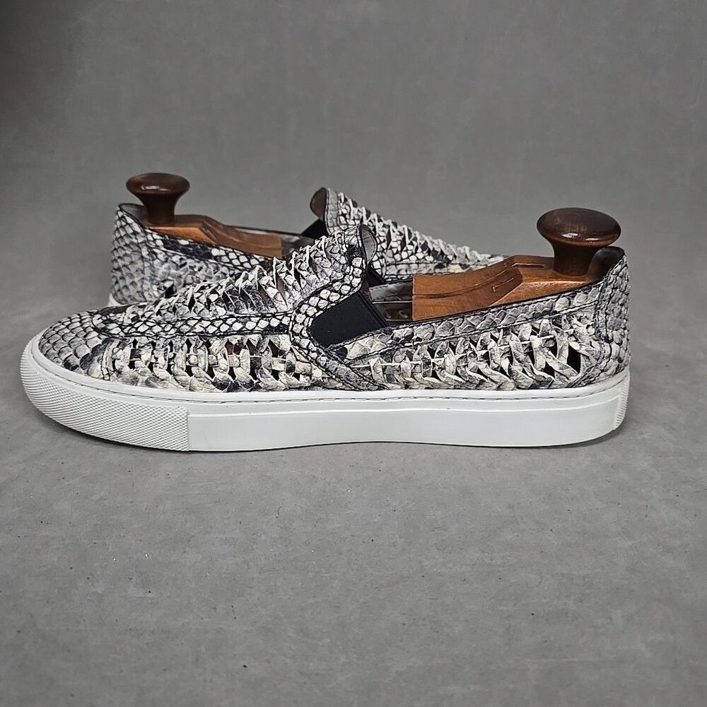 Tory Burch Womens Shoes Sz 10.5 Huarache Weave Snakeskin Leather Slip On Sneaker - Picture 9 of 11